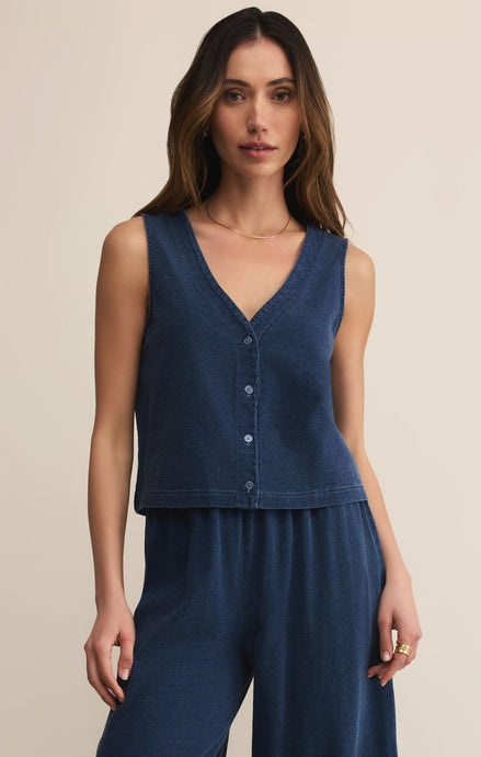 Solace Jersey Denim Top - Dk Indigo 
