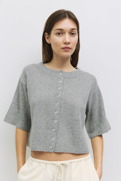 Stacey Cardigan - Cream - Blue - Yellow - Heather Grey