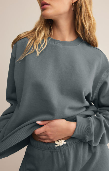 Boyfriend Cotton Sweatshirt - Storm Cloud