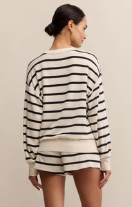 Stand Out Striped Sweatshirt - Blk Stripes on Crystal