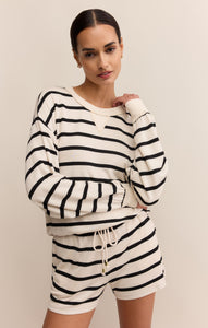 Stand Out Striped Sweatshirt - Blk Stripes on Crystal