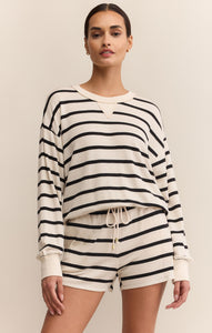 Stand Out Striped Sweatshirt - Blk Stripes on Crystal