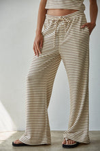 Load image into Gallery viewer, Sunday Stripe Knit Pant - Cream/Mocha - Grey/Blue Stripes (Style L8945B)
