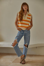Load image into Gallery viewer, Sunset Drive Sweater Vest - Ivory / Orange Multi Stripe
