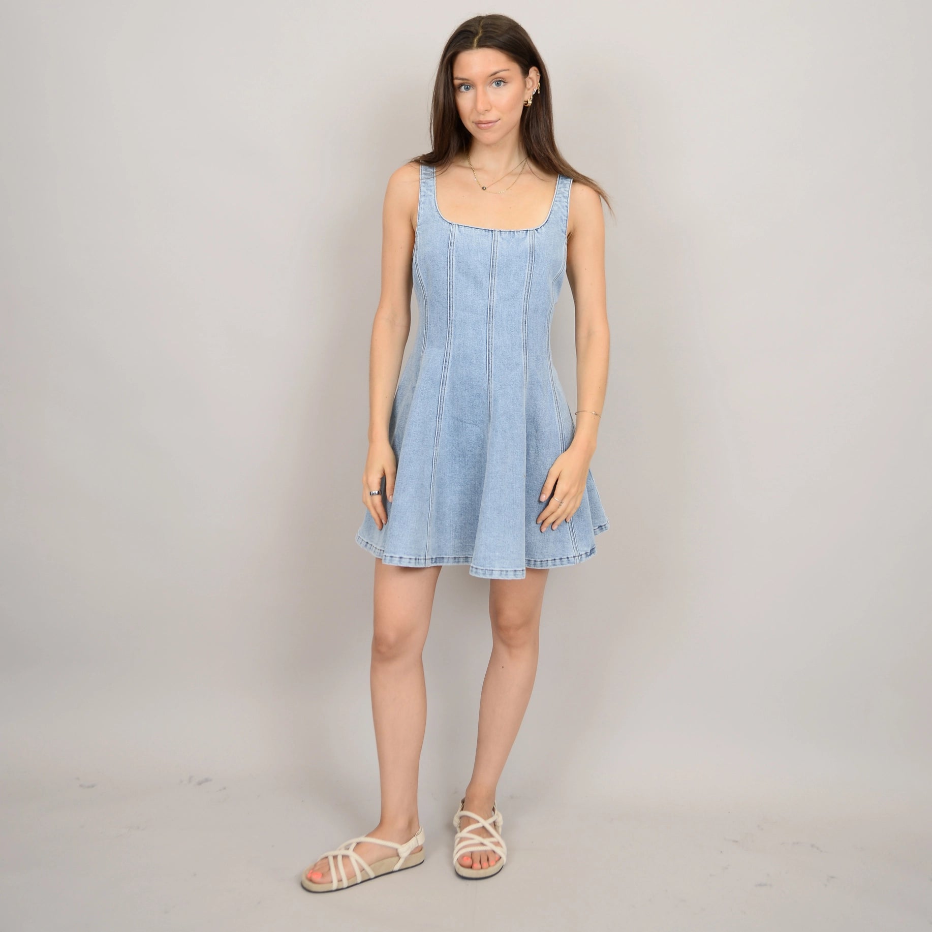 white christmas dresses Dark Denim Zip Front Dress main image 0