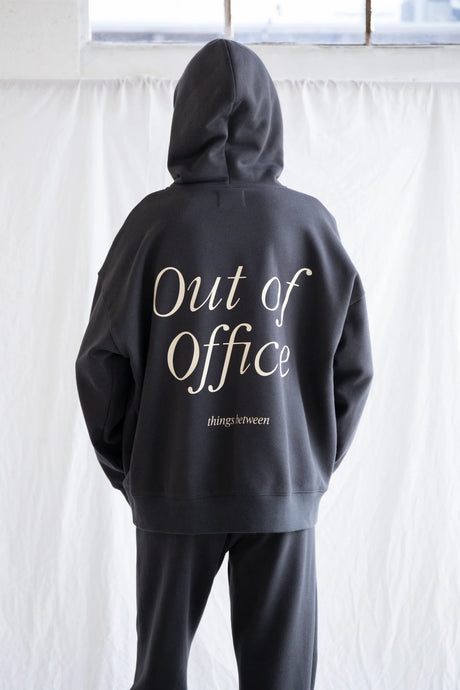 Out of Office Hooded Sweatshirt - Charcoal or Heather Oat