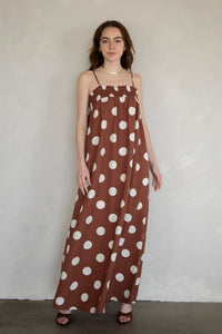 Poppy Polka Dot Dress - Brown w/ Large Ivory Polka Dots