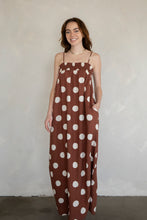 Load image into Gallery viewer, Poppy Polka Dot Dress - Brown w/ Large Ivory Polka Dots
