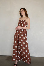 Load image into Gallery viewer, Poppy Polka Dot Dress - Brown w/ Large Ivory Polka Dots
