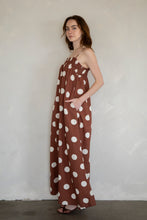 Load image into Gallery viewer, Poppy Polka Dot Dress - Brown w/ Large Ivory Polka Dots
