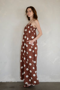 Poppy Polka Dot Dress - Brown w/ Large Ivory Polka Dots