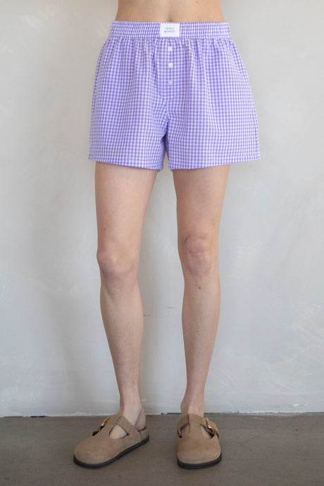 Boxer Shorts
Casey - Lilac Gingham