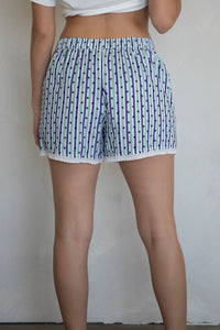 Harper Stripe w/ Lace Trim &  back pocket - Blue / Green stripe