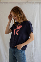 Load image into Gallery viewer, Ribbon Holiday Tee - Navy w/ red

