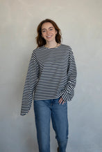 Load image into Gallery viewer, Frankie Top - Navy Blue Stripe - Deep Green Stripe
