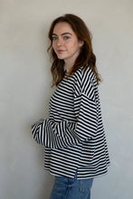 Load image into Gallery viewer, Frankie Top - Navy Blue Stripe - Deep Green Stripe
