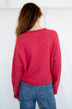 Load image into Gallery viewer, Piper Cardigan - Mini Stripe Brown - Mini Stripe Cherry Red
