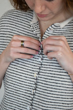 Load image into Gallery viewer, Piper Sleeveless Vest Cardigan - Blk/Ivory Stripe 
