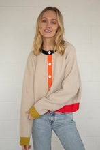 Load image into Gallery viewer, Addie Cardigan - Color Block Cream - Taupe (TBW14213)
