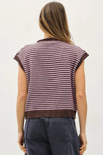 Load image into Gallery viewer, Piper Sleeveless Vest Cardigan - Dk Wine Striped 
