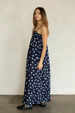 Load image into Gallery viewer, Ari Polka Dot Dress - Navy w/ Large Light Blue Polka Dots (Style #TBD14515)
