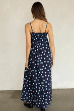 Load image into Gallery viewer, Ari Polka Dot Dress - Navy w/ Large Light Blue Polka Dots (Style #TBD14515)
