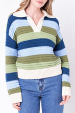 Load image into Gallery viewer, Rainbow Striped Sweater - Multi Green Stripe
