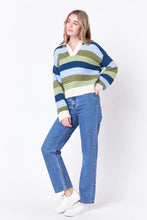 Load image into Gallery viewer, Rainbow Striped Sweater - Multi Green Stripe
