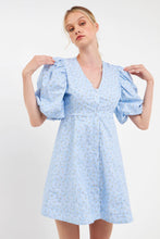 Load image into Gallery viewer, Floral Button Mini Dress - Blue Floral
