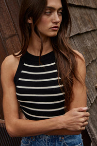Talk About It Tank - Cream/Red - Black/Cream (W1651)