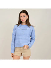 Load image into Gallery viewer, Talulla Sweater - Azure or White/Blk/Beige Stripe
