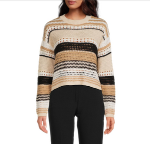 Talulla Sweater - Azure or White/Blk/Beige Stripe
