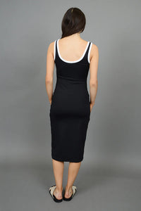 Tanith Tank Dress - Black w/ White Trim