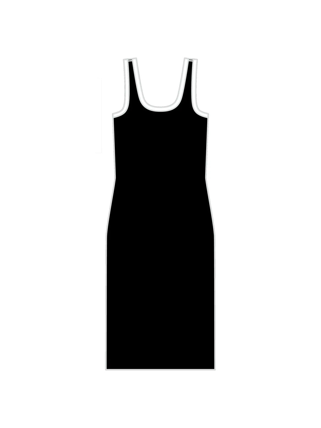 Tanith Tank Dress - Black w/ White Trim