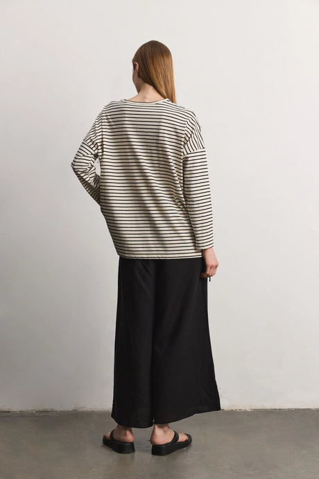 Tate Top - Cream/Blk - Navy/White