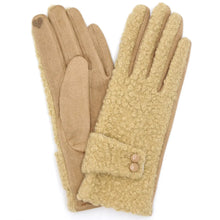 Load image into Gallery viewer, Teddy Sherpa Button Gloves

Black - Burgundy - Beige - Olive
