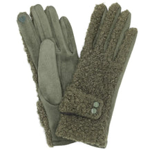 Load image into Gallery viewer, Teddy Sherpa Button Gloves

Black - Burgundy - Beige - Olive
