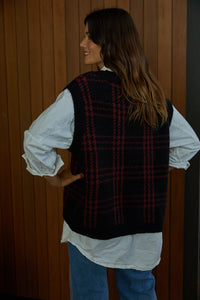 Tessa Sweater Vest - Black / Red