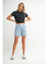 Load image into Gallery viewer, Tie Waist Longer Length Short - Med Denim (DH822-L) - Shown in Light Denim
