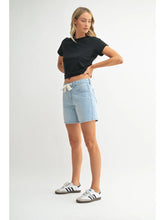 Load image into Gallery viewer, Tie Waist Longer Length Short - Med Denim (DH822-L) - Shown in Light Denim
