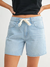Load image into Gallery viewer, Tie Waist Longer Length Short - Med Denim (DH822-L) - Shown in Light Denim
