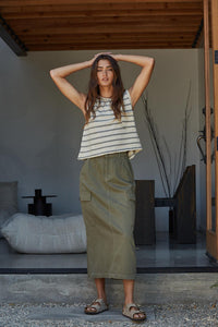 Tulum Skirt - Olive Denim