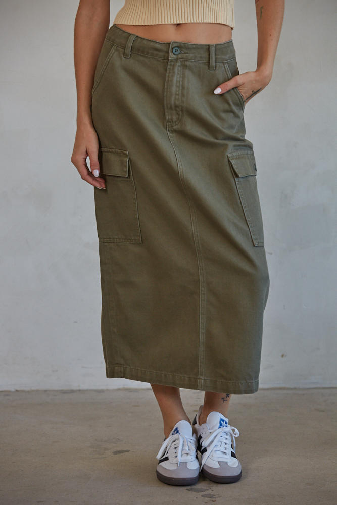 Tulum Skirt - Olive Denim