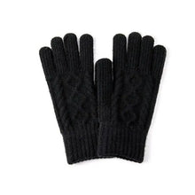Load image into Gallery viewer, Twist Knit Plain Gloves - Black - Grey - Blue
