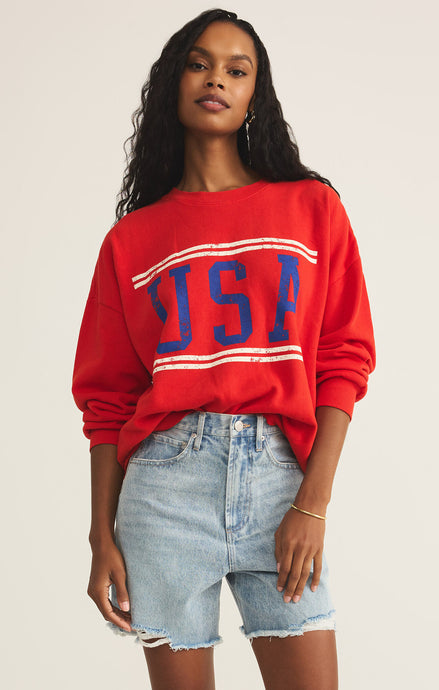 USA Sunday Sweatshirt - Cabana Red