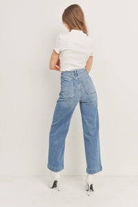 Eve Utility Jeans - Dark Denim - Fern Green - Medium Denim (DP649)