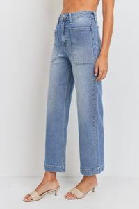 Eve Utility Jeans - Dark Denim - Fern Green - Medium Denim (DP649)