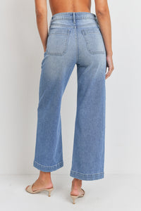 Eve Utility Jeans - Dark Denim - Fern Green - Medium Denim (DP649)