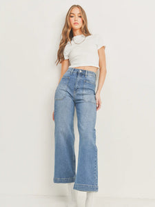 Eve Utility Jeans - Dark Denim - Fern Green - Medium Denim (DP649)