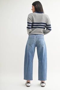 Utility Seamed Barrel Jeans - Med Wash (BP203J)